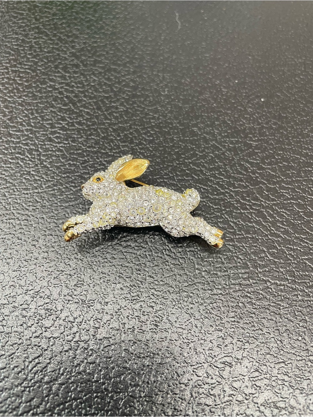 Swarovski Gold and Clear Crystal Rabbit Brooch
